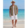 image:imageCOOFANDY Mens Short Sleeve Button Down Shirts Casual Cuban Collar Shirt  100 CottonBeach Summer HolidayCuban StyleKhaki