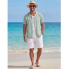 image:imageCOOFANDY Mens Short Sleeve Button Down Shirts Casual Cuban Collar Shirt  100 CottonBeach Summer HolidayCuban StyleSage Green