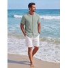 image:imageCOOFANDY Mens Short Sleeve Button Down Shirts Casual Cuban Collar Shirt  100 CottonBeach Summer HolidayCuban StyleSage Green
