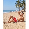 image:imageCOOFANDY Mens Swim Trunks Quick Dry Swimsuit Color Block Board Short Bathing Suit Swimwear with Mesh LinerD Red