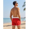 image:imageCOOFANDY Mens Swim Trunks Quick Dry Swimsuit Color Block Board Short Bathing Suit Swimwear with Mesh LinerD Red
