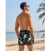 image:imageCOOFANDY Mens Swim Trunks Quick Dry Swimsuit Color Block Board Short Bathing Suit Swimwear with Mesh LinerP Black Plant Flower