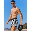 image:imageCOOFANDY Mens Swim Trunks Quick Dry Swimsuit Color Block Board Short Bathing Suit Swimwear with Mesh LinerW Black Plant
