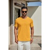 image:imageCOOFANDY Mens T Shirts Short Sleeve Classic V Neck Casual Summer Basic Tee  Textured Classic Plain Shirts Soft Lightweight Breathable T Shirt Daily Use Office Going Out Top for MenYellow