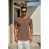 image:imageCOOFANDY Mens T Shirts Short Sleeve Classic V Neck Casual Summer Basic Tee  Textured Classic Plain Shirts Soft Lightweight Breathable T Shirt Daily Use Office Going Out Top for MenBrown