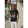 image:imageCOOFANDY Mens T Shirts Short Sleeve Classic V Neck Casual Summer Basic Tee  Textured Classic Plain Shirts Soft Lightweight Breathable T Shirt Daily Use Office Going Out Top for MenYblack Independence Flag