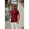 image:imageCOOFANDY Mens T Shirts Short Sleeve Classic V Neck Casual Summer Basic Tee  Textured Classic Plain Shirts Soft Lightweight Breathable T Shirt Daily Use Office Going Out Top for MenWine Red