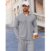 image:imageCOOFANDY Mens Track suit 2 Piece Athletic Sweatsuit Casual Sport Outfit Set  Mens Athletic Running Jogging Outfits Antipilling and Soft fabric Flexible and Comfort Doublesided slant PocketsGrey