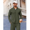image:imageCOOFANDY Mens Track suit 2 Piece Athletic Sweatsuit Casual Sport Outfit Set  Mens Athletic Running Jogging Outfits Antipilling and Soft fabric Flexible and Comfort Doublesided slant PocketsArmy Green