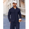 image:imageCOOFANDY Mens Track suit 2 Piece Athletic Sweatsuit Casual Sport Outfit Set  Mens Athletic Running Jogging Outfits Antipilling and Soft fabric Flexible and Comfort Doublesided slant PocketsNavy Blue