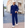 image:imageCOOFANDY Mens Track suit 2 Piece Athletic Sweatsuit Casual Sport Outfit Set  Mens Athletic Running Jogging Outfits Antipilling and Soft fabric Flexible and Comfort Doublesided slant PocketsDenim Blue