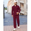 image:imageCOOFANDY Mens Track suit 2 Piece Athletic Sweatsuit Casual Sport Outfit Set  Mens Athletic Running Jogging Outfits Antipilling and Soft fabric Flexible and Comfort Doublesided slant PocketsDark Red