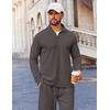 image:imageCOOFANDY Mens Track suit 2 Piece Athletic Sweatsuit Casual Sport Outfit Set  Mens Athletic Running Jogging Outfits Antipilling and Soft fabric Flexible and Comfort Doublesided slant PocketsDark Grey