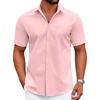 image:imageCOOFANDY Men Button Down Shirt Short Sleeve Casual Shirts Printed Dress Shirt with PocketPink