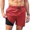 image:imageCOOFANDY Men Swim Trunk with Compression Liner 2 in 1 Swimwear Bathing Suit Quick Dry Board ShortZ Wine Red