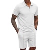 image:imageCOOFANDY Mens 2 Pieces Outfits Quarter Zip Polo Shirt and Shorts Set Casual Summer TracksuitWhite