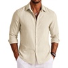 image:imageCOOFANDY Mens Button Down Shirt Long Sleeve Casual Untucked Shirts Textured Summer Beach ShirtsBeige