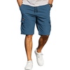 image:imageCOOFANDY Mens Casual Cargo Shorts 10 Cotton Chino Shorts with 6 Pockets  Drawstring Elastic Waist Knee Length Loose Fit Summer Twill Fabric Work Shorts for Hiking Walking Outdoor StreetwearBlue