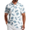 image:imageCOOFANDY Mens Golf Polo Shirts Short Sleeve Quick Dry Casual Collared Shirt  Quickdry 4way stretch  UPF30 moisturewicking fabric 3button polo collar side slits great for golf work amp giftsWhite Blue Leaf