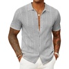 image:imageCOOFANDY Mens Knit Button Down Shirts Casual Textured Polo Shirt Short Sleeve Vintage Summer Beach TopsLight Grey