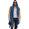 image:imageCOOFANDY Mens Long Hooded Cardigan Sleeveless Ruffle Shawl Collar Lightweight Open Front Drape Kimono VestNavy