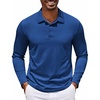 image:imageCOOFANDY Mens Long Sleeve Polo Shirt Golf Lightweight Breathable Moisture Wicking Shirt for Business Casual Work OutdoorSapphire Blue