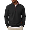 image:imageCOOFANDY Mens Quarter Zip Pullover Fleece Casual Long Sleeve Polo Sweater  14 Zip Pullover Fleece Lined Color Black Collar Sweatshirt Long Sleeve Sweater Casual Vintage Classic Fall WinterBlack