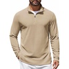 image:imageCOOFANDY Mens Quarter Zip Pullover Lightweight Waffle Mock Neck Sweatshirts  14 Zip Sweatshirt Breathable Waffle Texture Long Sleeve Solid Color Warm for Fall Winter Layering Daily Casual WearKhaki