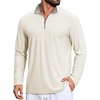 image:imageCOOFANDY Mens Quarter Zip Pullover Long Sleeve Mock Neck Athletic TShirts Casual Lightweight Golf ShirtOffwhite