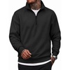 image:imageCOOFANDY Mens Quarter Zip Pullover Sweatshirt Fleece Mock Neck with Pocket  Quarter Zip Mock Neck Collar Cotton Fleece Lined Side Pocket Long Sleeve Business Casual Office Wear Fall WinterBlack