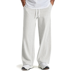 image:imageCOOFANDY Baggy Sweatpants Men Wide Leg Cotton Joggers for Men with Pockets  2 in 1 Design Ankle Drawcord Cotton Blend Wide Leg 3 Deep Pockets Drawstring Waist Y2K Loungewear Gym WorkoutWhite Heather