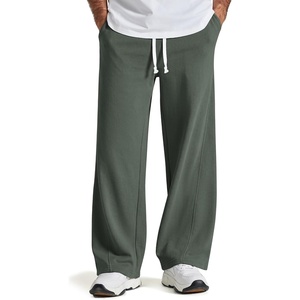 image:imageCOOFANDY Baggy Sweatpants Men Wide Leg Cotton Joggers for Men with Pockets  2 in 1 Design Ankle Drawcord Cotton Blend Wide Leg 3 Deep Pockets Drawstring Waist Y2K Loungewear Gym WorkoutDark Green