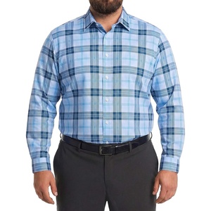 image:imageCOOFANDY Big and Tall Dress Shirts for Men Long Sleeve Wrinkle Free Button Down Shirt Stretch Business ShirtLight Blue Plaid
