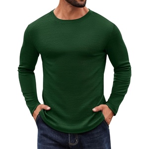 image:imageCOOFANDY Crewneck Sweaters for Men Slim Fit Long Sleeve Pullover Tops  Stretch Ribbed Knit Soft Touch Fabric High Elasticity Thermal Long Sleeve Tee ShirtsDark Green