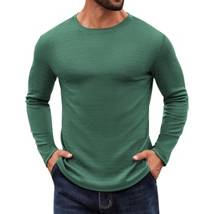 image:imageCOOFANDY Crewneck Sweaters for Men Slim Fit Long Sleeve Pullover Tops  Stretch Ribbed Knit Soft Touch Fabric High Elasticity Thermal Long Sleeve Tee ShirtsGreen
