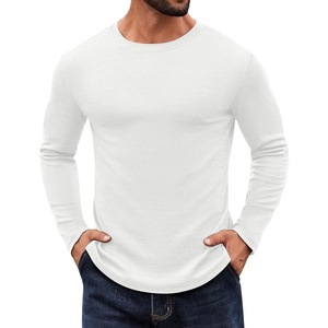 image:imageCOOFANDY Crewneck Sweaters for Men Slim Fit Long Sleeve Pullover Tops  Stretch Ribbed Knit Soft Touch Fabric High Elasticity Thermal Long Sleeve Tee ShirtsAll White