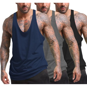 image:imageCOOFANDY Mens 3 Pack Tank Tops Gym Workout YBack Sleeveless Muscle Shirts  Bodybuilding Loose Y Back Tank Top Quicky Dry Oversized String Sleeveless Shirtsfor FitnessCasualRunningWeight LiftingBlackNavyMedium Gray