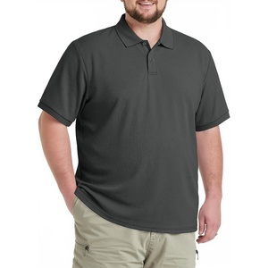 image:imageCOOFANDY Mens Big and Tall Polo Shirt Short Sleeve Cotton Pique Golf Shirt  Collared Polo 2 Button Shirt Breathable Oversized Casual Work Office Outdoor Shirt for MenDark Grey