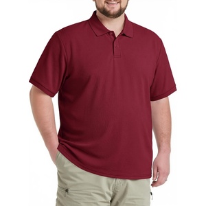image:imageCOOFANDY Mens Big and Tall Polo Shirt Short Sleeve Cotton Pique Golf Shirt  Collared Polo 2 Button Shirt Breathable Oversized Casual Work Office Outdoor Shirt for MenDark Red