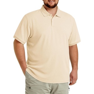 image:imageCOOFANDY Mens Big and Tall Polo Shirt Short Sleeve Cotton Pique Golf Shirt  Collared Polo 2 Button Shirt Breathable Oversized Casual Work Office Outdoor Shirt for MenBeige