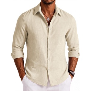 image:imageCOOFANDY Mens Button Down Shirt Long Sleeve Casual Untucked Shirts Textured Summer Beach ShirtsBeige