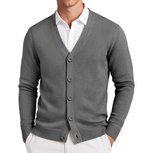 image:imageCOOFANDY Mens Cardigan Sweater Long Sleeve Lightweight V Neck Knit Cardigan  Button Down Knitted Light Weight Ribbed Hem Stretch Soft Classic Fit Casual Dress Business Men CardigansDark Grey