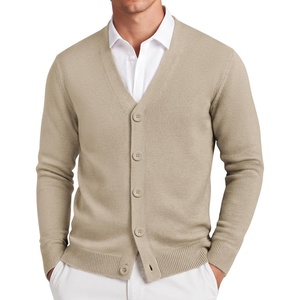 image:imageCOOFANDY Mens Cardigan Sweater Long Sleeve Lightweight V Neck Knit Cardigan  Button Down Knitted Light Weight Ribbed Hem Stretch Soft Classic Fit Casual Dress Business Men CardigansLight Khaki