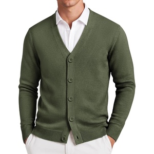 image:imageCOOFANDY Mens Cardigan Sweater Long Sleeve Lightweight V Neck Knit Cardigan  Button Down Knitted Light Weight Ribbed Hem Stretch Soft Classic Fit Casual Dress Business Men CardigansArmy Green