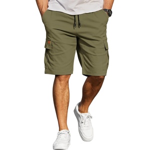 image:imageCOOFANDY Mens Casual Cargo Shorts 10 Cotton Chino Shorts with 6 Pockets  Drawstring Elastic Waist Knee Length Loose Fit Summer Twill Fabric Work Shorts for Hiking Walking Outdoor StreetwearOlive Green