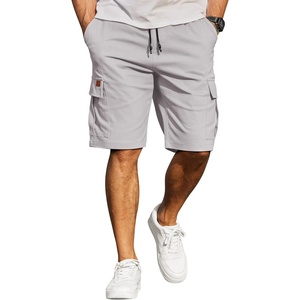 image:imageCOOFANDY Mens Casual Cargo Shorts 10 Cotton Chino Shorts with 6 Pockets  Drawstring Elastic Waist Knee Length Loose Fit Summer Twill Fabric Work Shorts for Hiking Walking Outdoor StreetwearLight Grey
