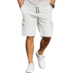 image:imageCOOFANDY Mens Casual Cargo Shorts 10 Cotton Chino Shorts with 6 Pockets  Drawstring Elastic Waist Knee Length Loose Fit Summer Twill Fabric Work Shorts for Hiking Walking Outdoor StreetwearWhite