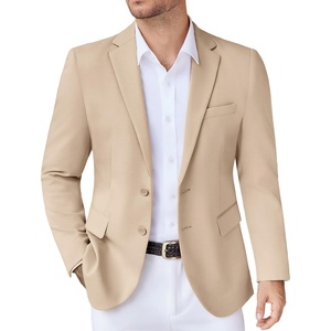 image:imageCOOFANDY Mens Casual Knit Blazer Stretch Sport Coat Two Button Suit Jackets  Two ButtonsKnit LightweightFashionWeddingCasualBusinessLight Khaki