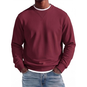 image:imageCOOFANDY Mens Crewneck Sweatshirt Lightweight Casual Fall Winter Pullovers  Soft and Lightweight Solid Color Classic Fit Genderneutral Home and Outdoor Fall WinterWine Red