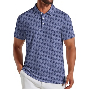 image:imageCOOFANDY Mens Golf Polo Shirts Short Sleeve Quick Dry Casual Collared Shirt  Quickdry 4way stretch  UPF30 moisturewicking fabric 3button polo collar side slits great for golf work amp giftsNavy Blue Triangles